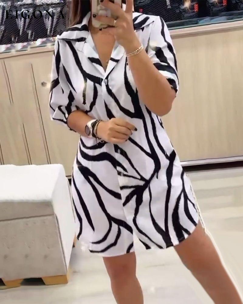 Contrast printed lapel casual dress casual dresses spring summer