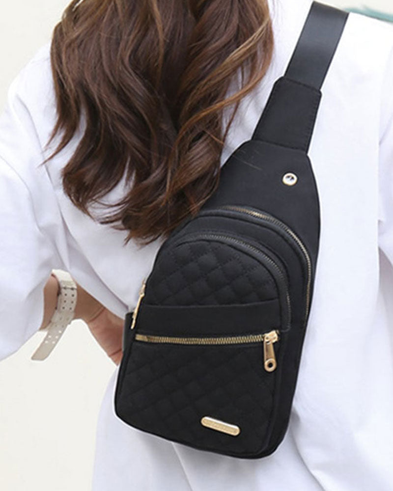Women's Fashion Embroidered Quilted Chest Bag