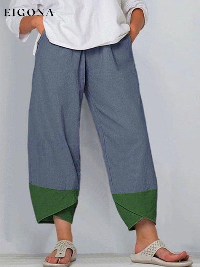 Contrast Design Casual Mid-Length Pants bottom