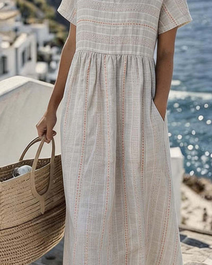 Striped Short Sleeve Dress