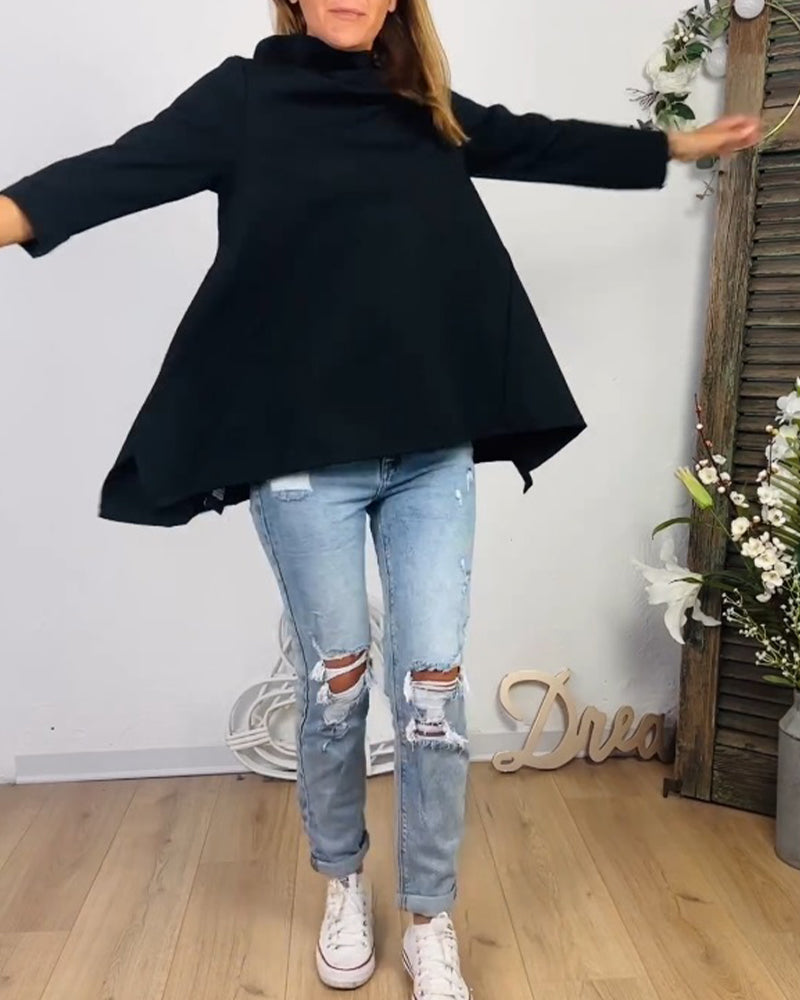 Casual Round Neck Long Sleeve Top 2023 f/w 202466 23BF blouse&shirts Blouses & Shirts spring