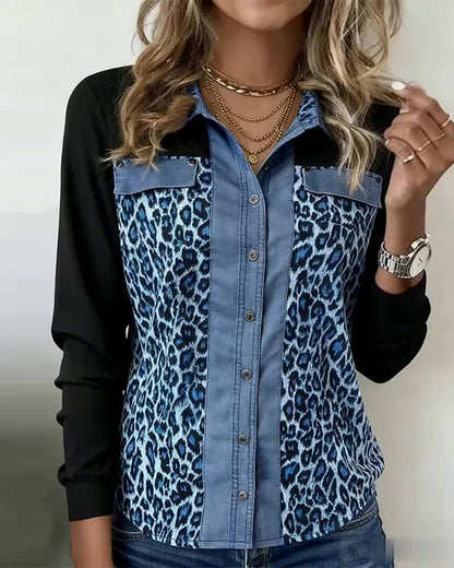Printed Leopard Lapel Shirt