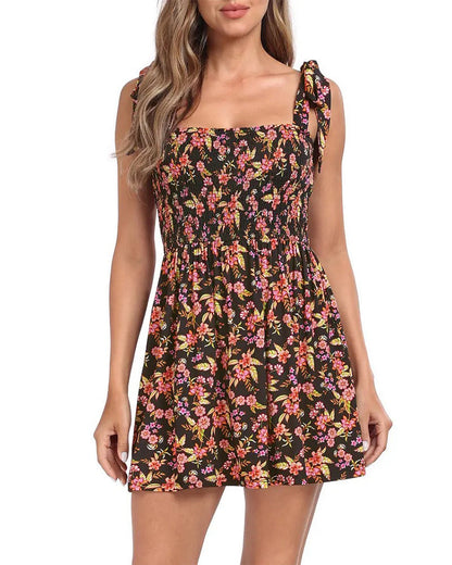 Women's Floral Mini Dress With Built-in Shorts