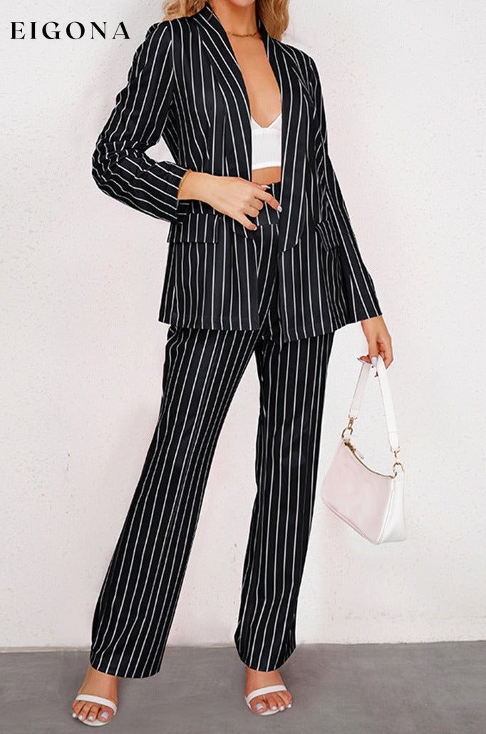 Striped Long Sleeve Top and Pants Set 2 pieces clothes H.Y.G@E setv Ship From Overseas Shipping Delay 09/29/2023 - 10/03/2023 trend