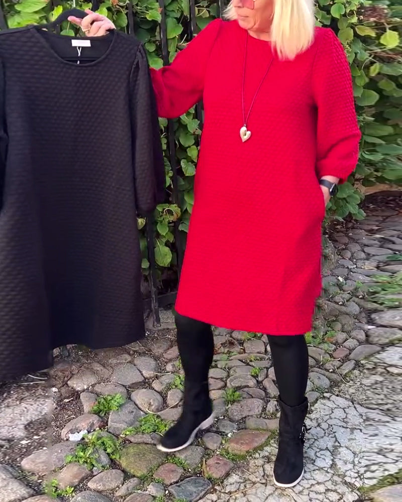 Casual Solid Color Round Neck Dress