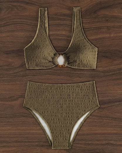 V-Neck High Waist Bikini