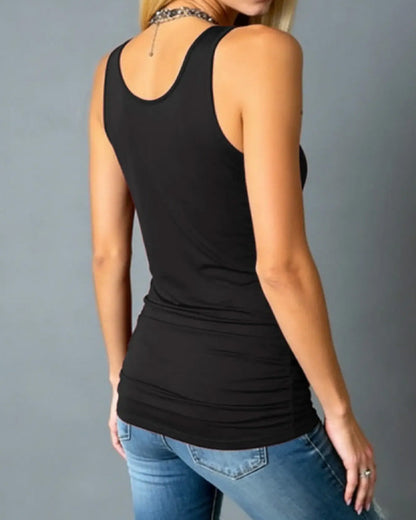U-Neck Sleeveless Hollow Out Tank Top