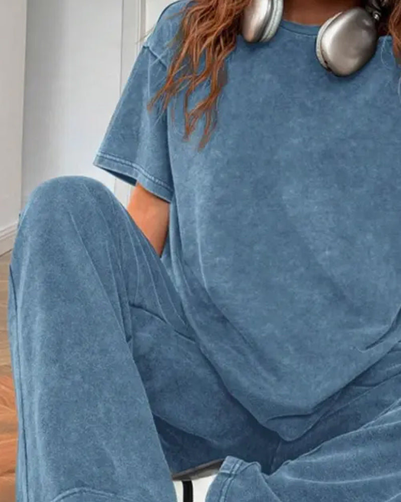 Casual Vintage Short Sleeve Set