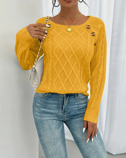 Maglione lavorato a maglia con fibbia e maniche raglan