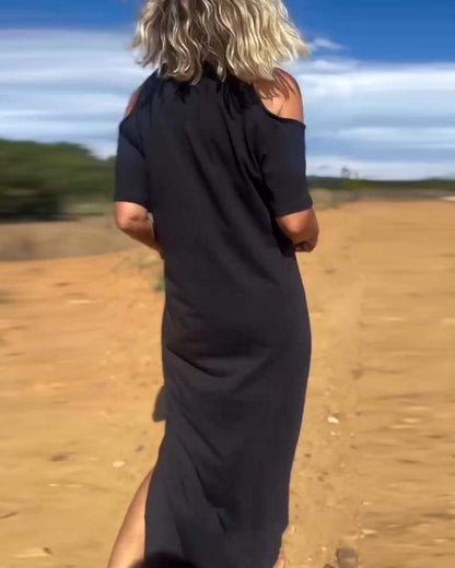 Modisches, lässiges, schulterfreies, schmales Kleid