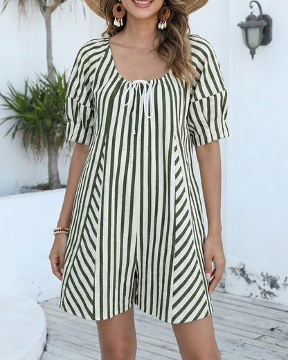 Striped Loose Shorts Jumpsuit