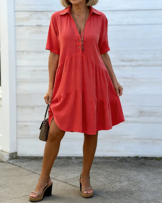 Lapel Button-Down Shirt Dress