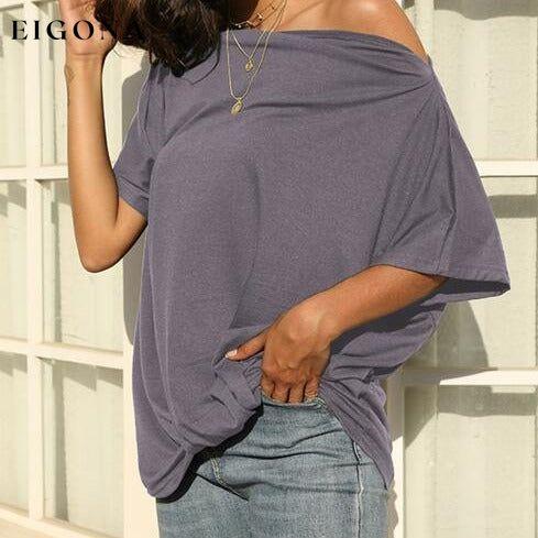 One Shoulder Short Sleeve T-Shirt .925 clothes Manny off the shoulder shirt Ship From Overseas shirt shirts short sleeve short sleeve shirt short sleeve top top tops