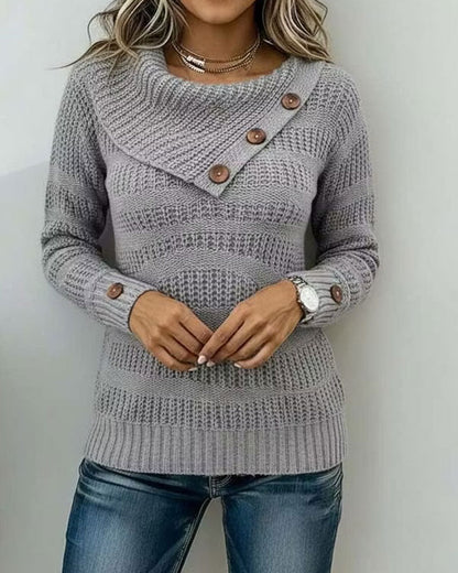 Diagonal Lapel Button Pullover