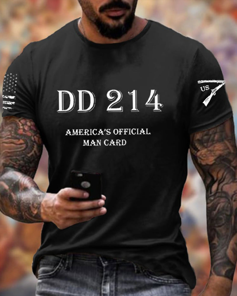 Men's DD214 America's Official Man Card Printed Casual T-Shirt 2024 f/w spring summer t-shirts man Veterans Day