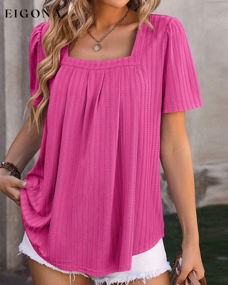 Solid color square collar loose casual blouse blouses & shirts summer