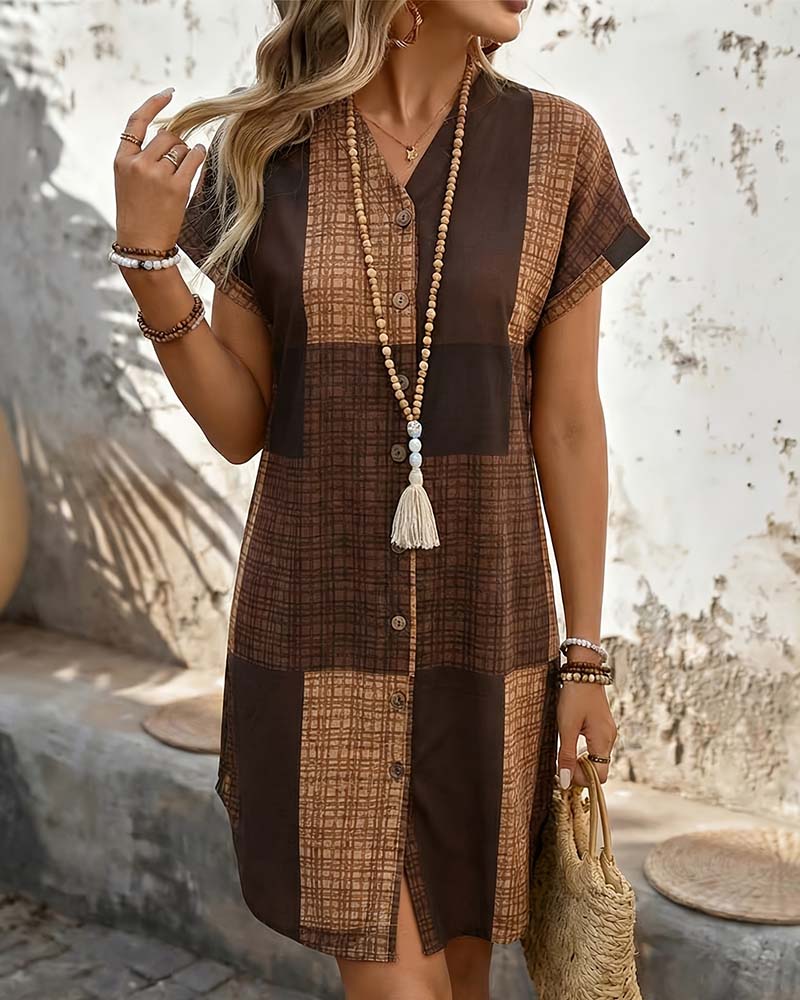 Color-Block Plaid Dress