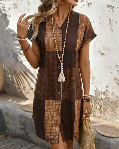 Color-Block Plaid Dress