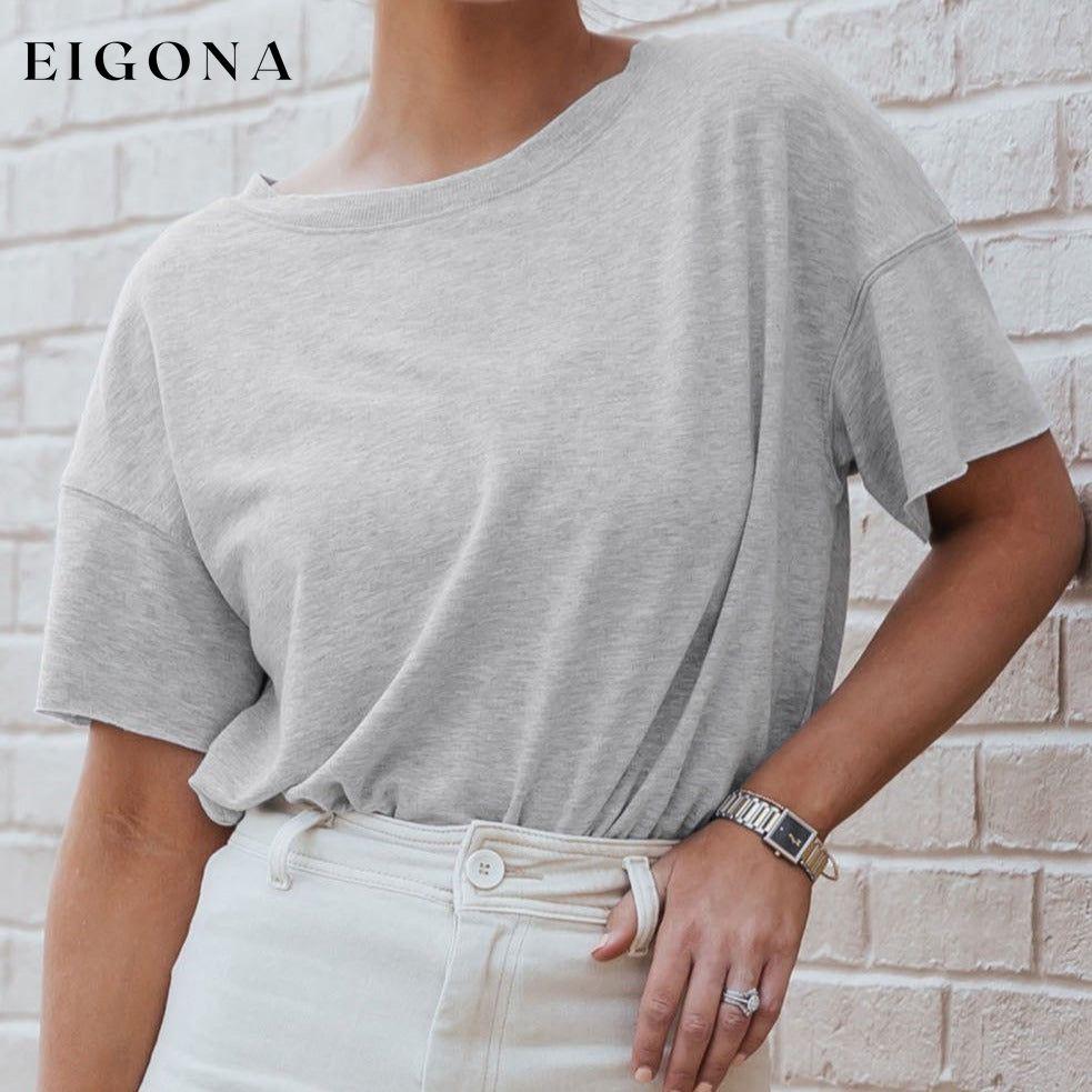 Gray Drop Shoulder Sleeve Oversize Bodysuit clothes DL Exclusive Occasion Daily oversized shirt Print Solid Color Season Summer Style Casual t-shirt top