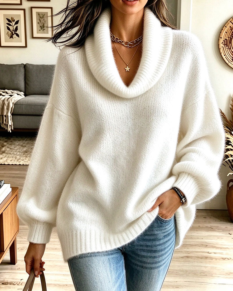 Relaxed Slouchy Neck Cozy Knit Pullover 2024 f/w pullovers