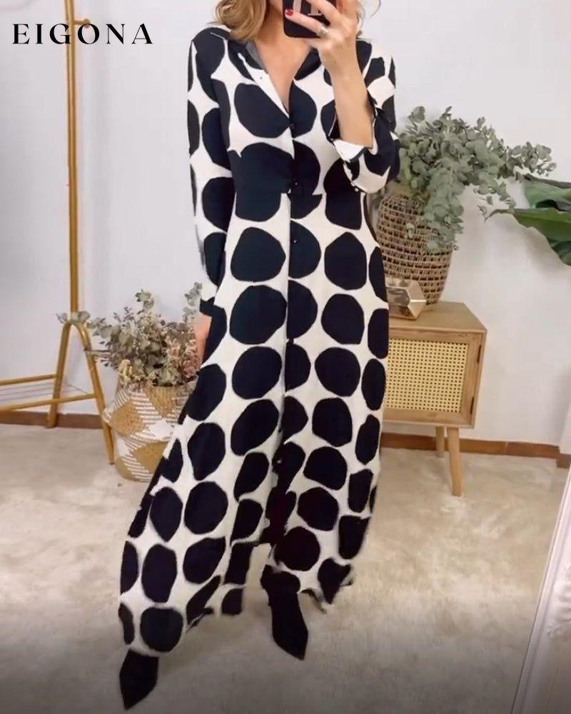 Geometric print lapel dress 2023 f/w 23BF casual dresses Clothes Dresses spring