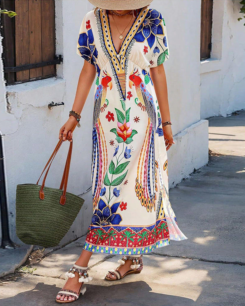 Bohemian Print Vacation Maxi Dress