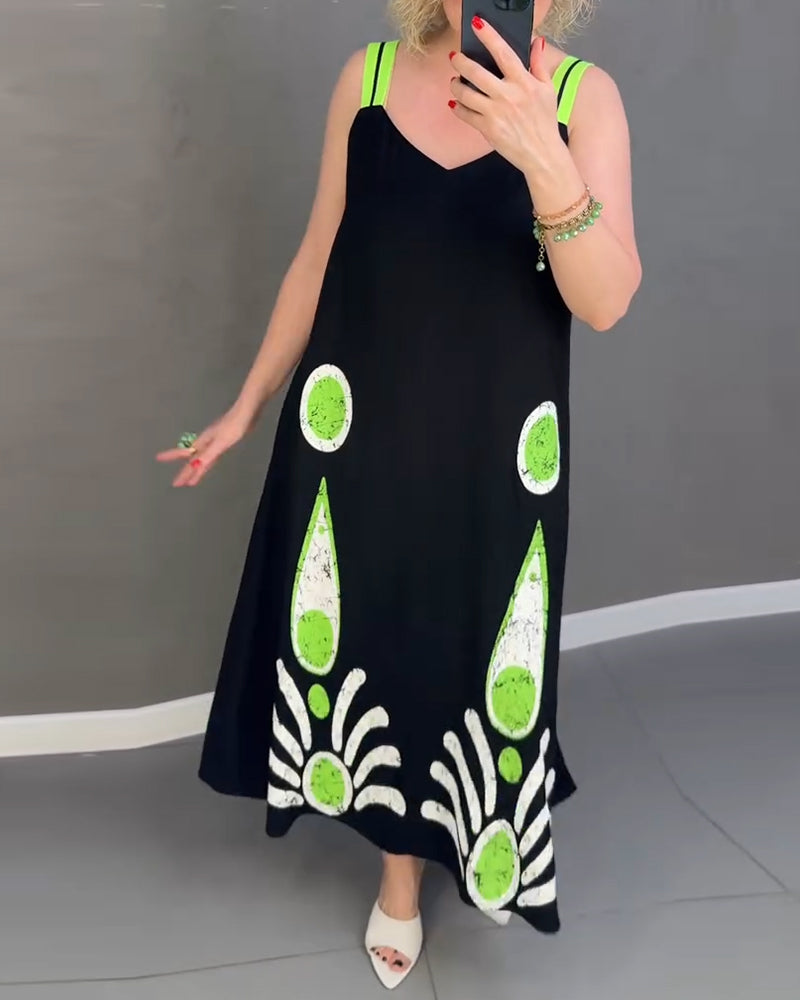 Abito stampato con spalline larghe