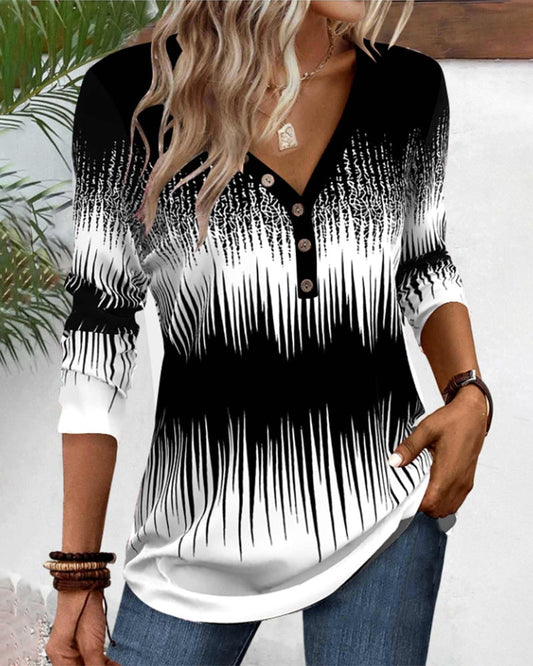 Buttoned gradient pattern top blouses & shirts fall-1 spring
