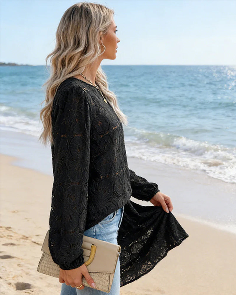 Women's Elegant Crew Neck Hollow