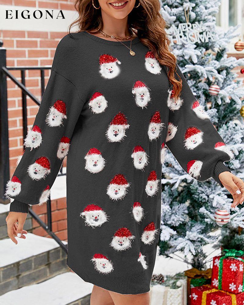 Santa claus print casual sweater dress 2023 f/w 23BF christmas Clothes sweater dresses