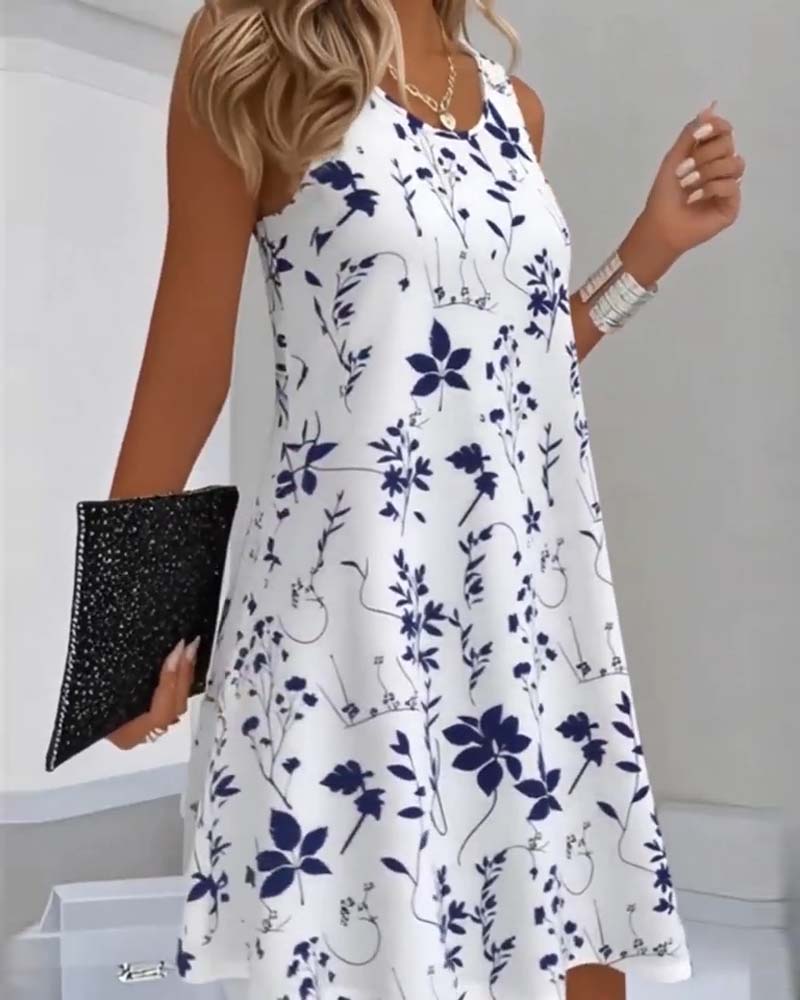 Sleeveless Print A-Line Dress