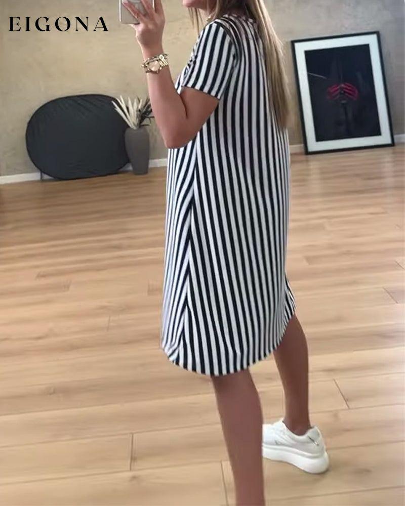 Striped print pocket casual dress casual dresses summer