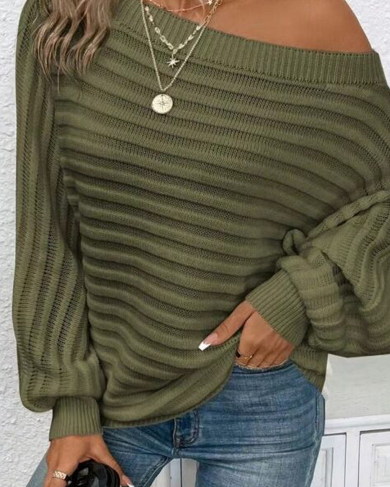 Solid color casual ribbed sweater 2024 f/w pullovers