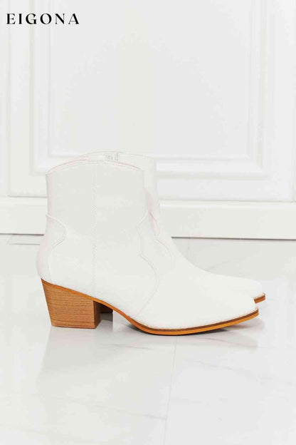 Town Faux Leather Western Ankle Boots in White Clothes Melody Ship from USA shoes womens shoes