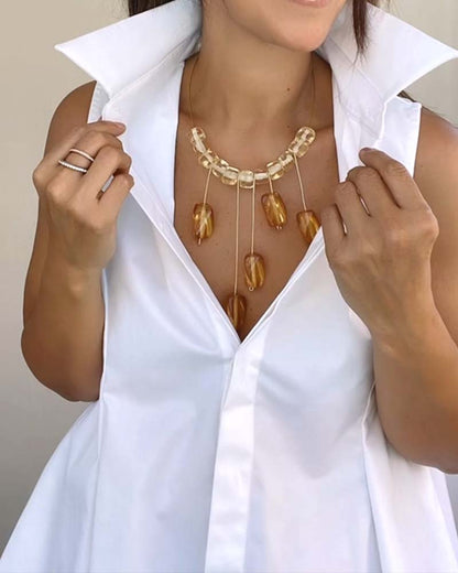 Casual Lapel Sleeveless Tank Top