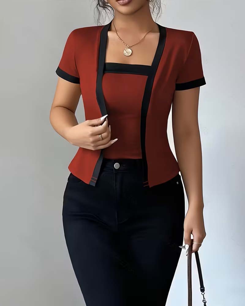 Color-Block Faux Two-Piece T-Shirt