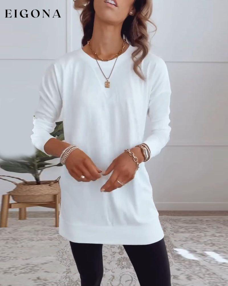 Solid color long sleeve casual top Blouses & Shirts Cotton and Linen Spring