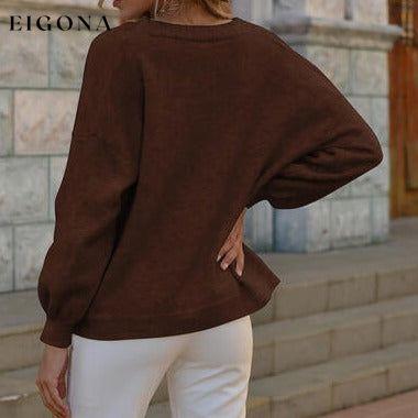 Button Up V-Neck Long Sleeve Sweater Cardigan cardigan cardigans clothes Romantichut Ship From Overseas sweater sweaters Sweatshirt