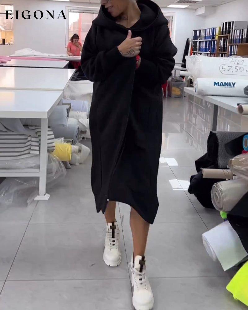 Solid color hooded long coat 2023 f/w 23BF clothes jackets & coats spring Tops/Blouses