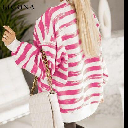 Heart Sequin Striped Dropped Shoulder Sweatshirt Clothes Ship From Overseas Sweater sweaters SYNZ