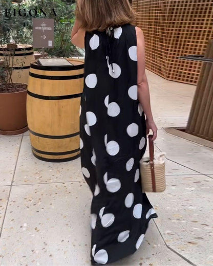 Sleeveless polka dot long dress casual dresses spring summer