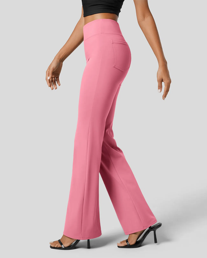 Tight Sports Solid Color Flared Pants