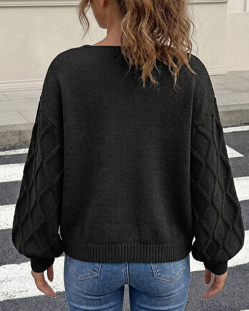 Lantern Sleeve Argyle Fashion Knit Pullover 2024 f/w pullovers