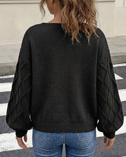 Lantern Sleeve Argyle Fashion Knit Pullover 2024 f/w pullovers