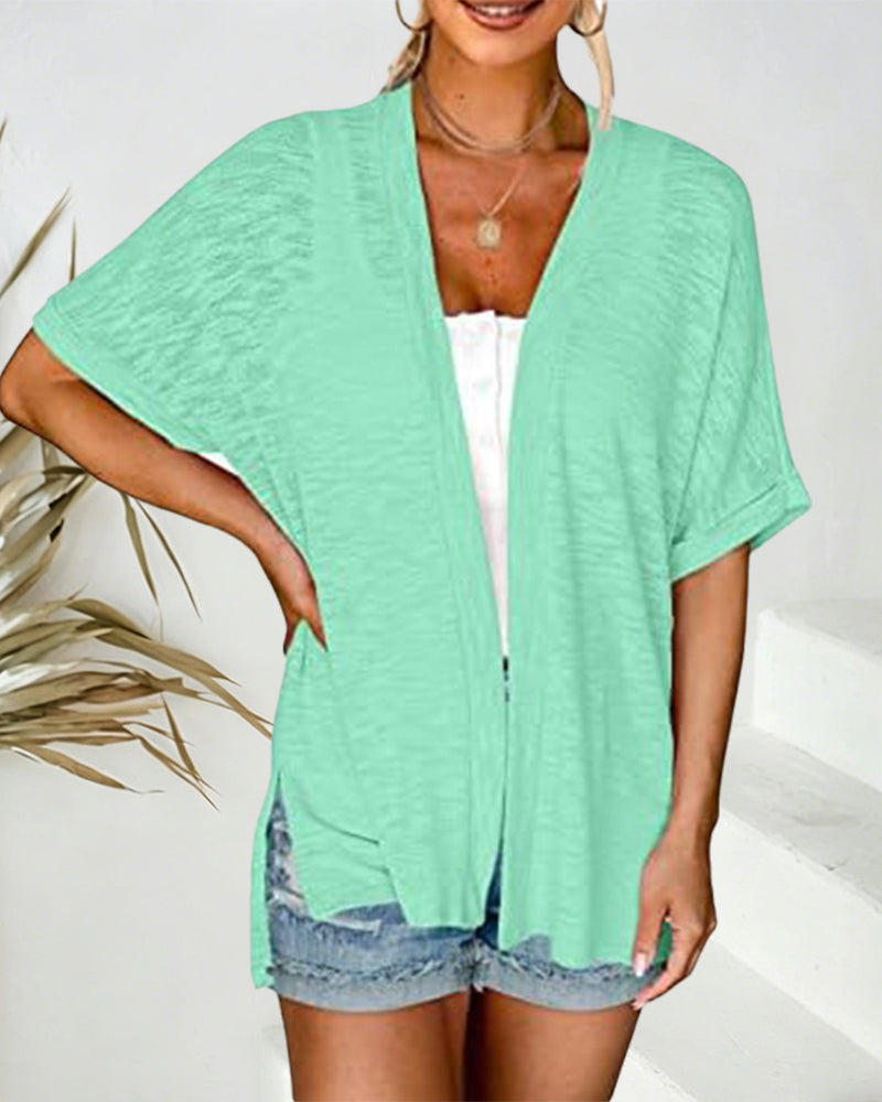 Short Sleeve Casual Solid Coat