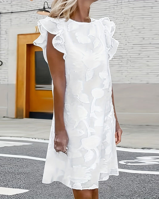 Ruffle Flutter Sleeve Elegant Dress