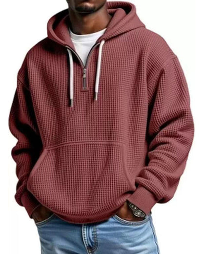 Men's Solid Zip Pullover Hoodie