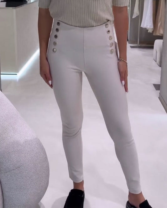 High-Waisted Side-Breasted Stretch Pants 2024 f/w pants