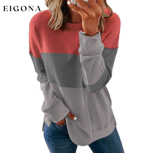 Casual Crewneck Tie Dye Sweatshirt Striped Printed Loose Soft Long Sleeve Pullover Tops Shirts Gray __stock:500 clothes refund_fee:1200 tops