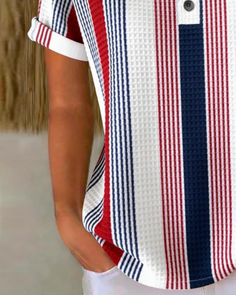 Red White Blue Vertical Stripe T-Shirt